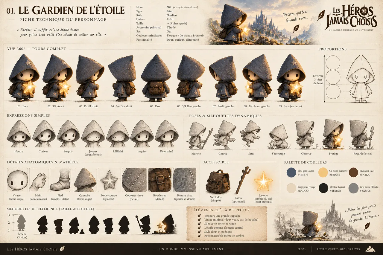 Model Sheet officiel — Le Gardien de l’Étoile